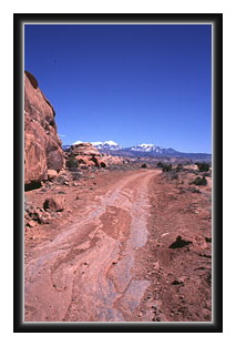 Road and red rocks near Moab, Utah