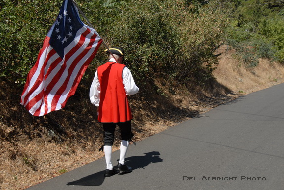 American Revolution Patriot and his flag