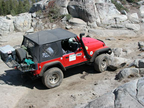 Albright Jeep in rocks of Rubicon Trail
