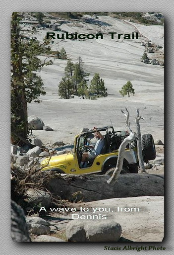 Dennis Mayer in his Jeep on the Rubicon Trail