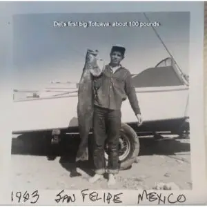 Author Del Albright holding giant fish