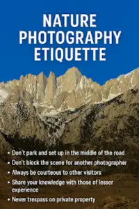 Nature photography etiquette and tips.
