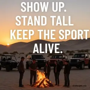 Campfire and jeeps with show up to events message