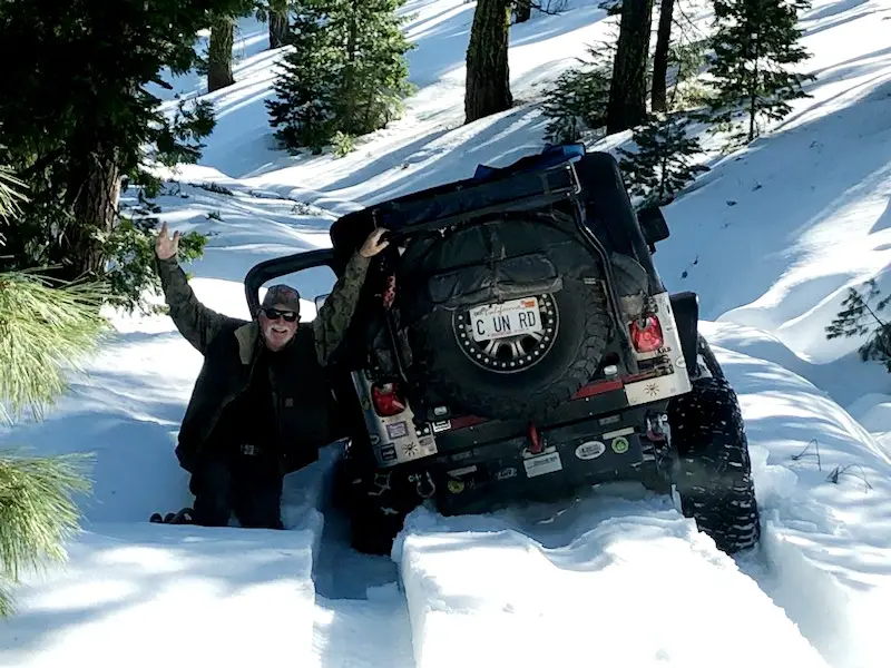 Jeep stuck in deep snow
