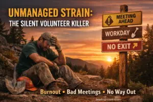 Volunteer with unmanaged strain about to burnout